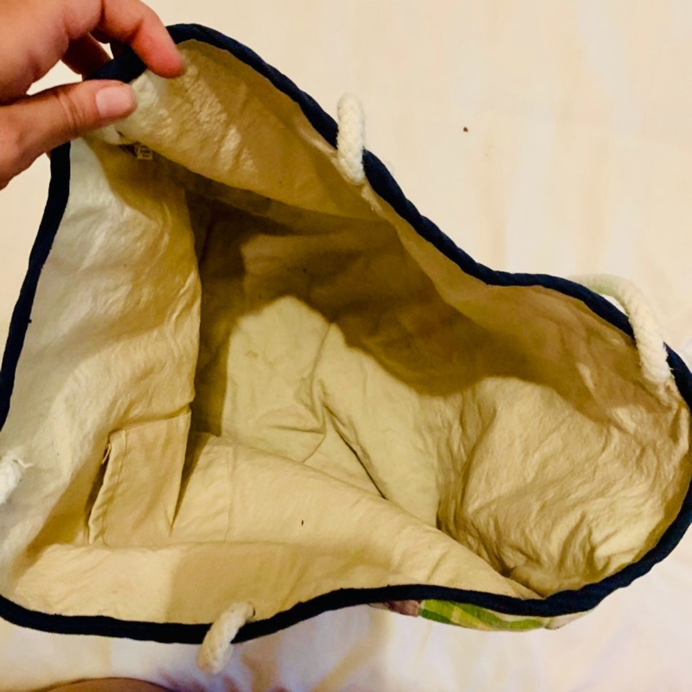 Handmade tote bag washable reusable patchwork plaid pink blue green canvas - Picture 3 of 9